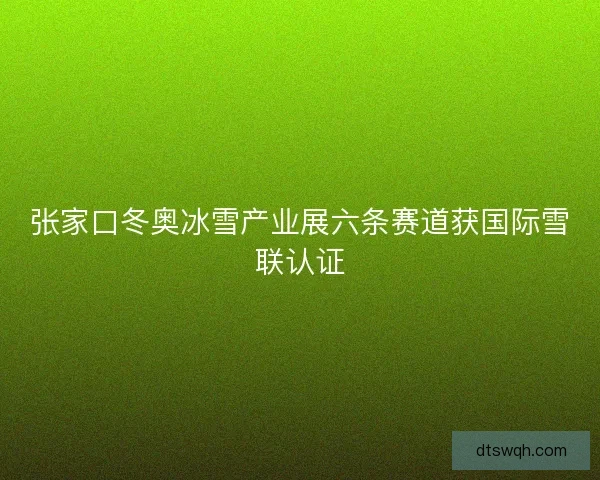 张家口冬奥冰雪产业展六条赛道获国际雪联认证